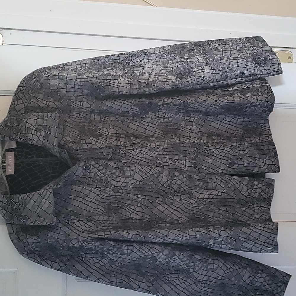 Chico's black Shiney Stone-Like Patterned Jacket, Chico's 0